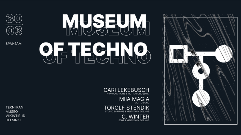 Museum of Techno poster Aritsts Cari Lekebusch Miia Magia Torolf Stendik C. Winter Venue : Tekniikan museo