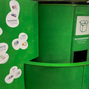 Kierrätyskone, joka sijaitsee Tekniikan museon Kummituksen keksintökoje -näyttelyssä