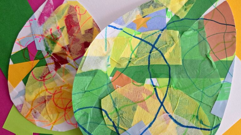 Easter eggs using collage techniques.