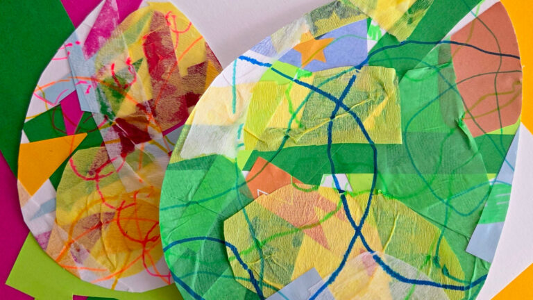 Påskägg med collageteknik.